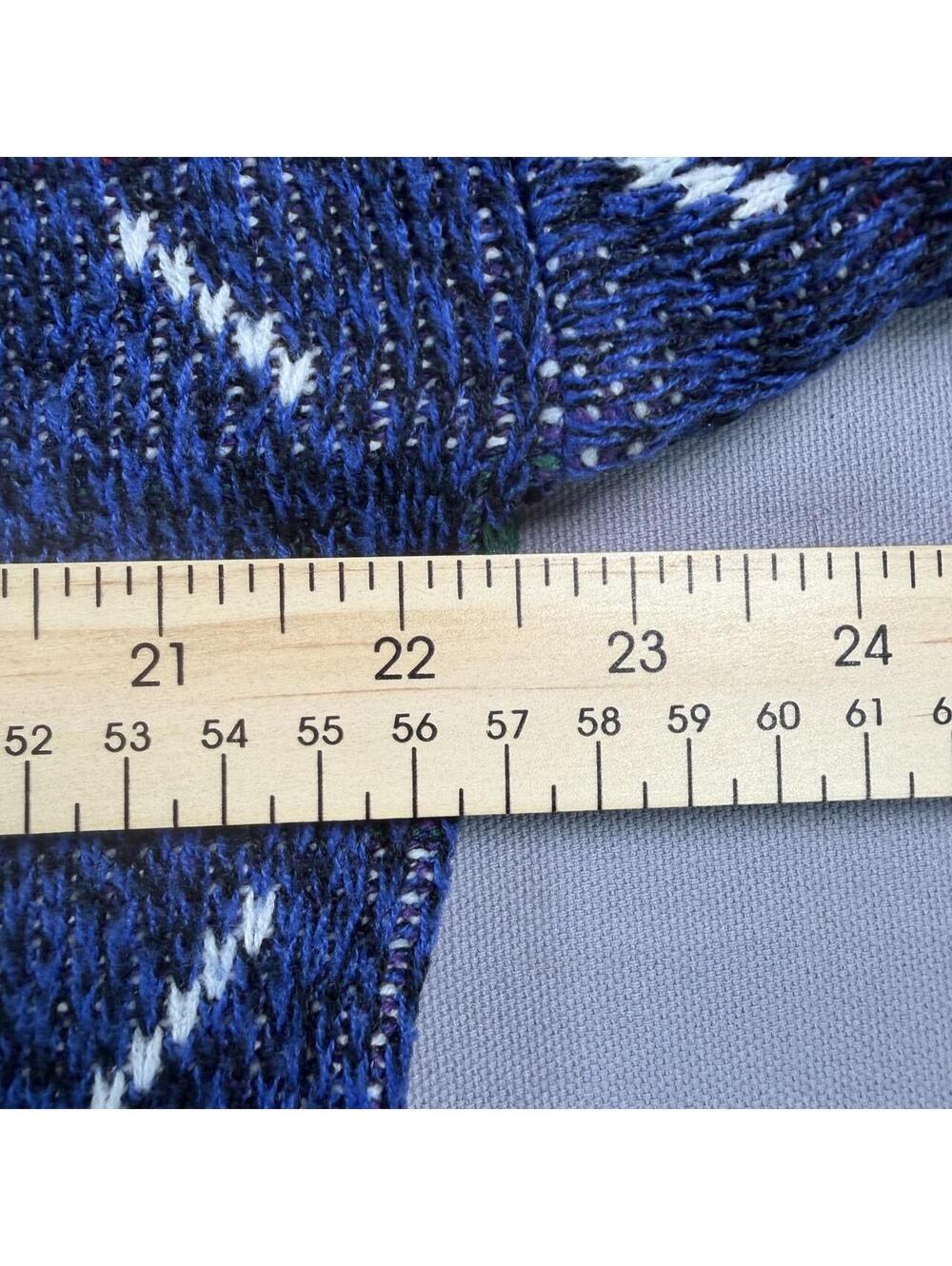 VTG 90s Hennessy Van Heusen Grandpa Sweater Blue Geometric Womens M - Picture 6 of 7
